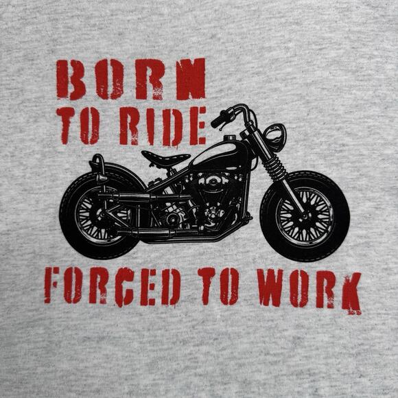 nwot BORN TO RIDE Gildan Ultra Cotton Fun Motorcycle T-Shirt XL Men's Gray Y2K - Picture 1 of 3